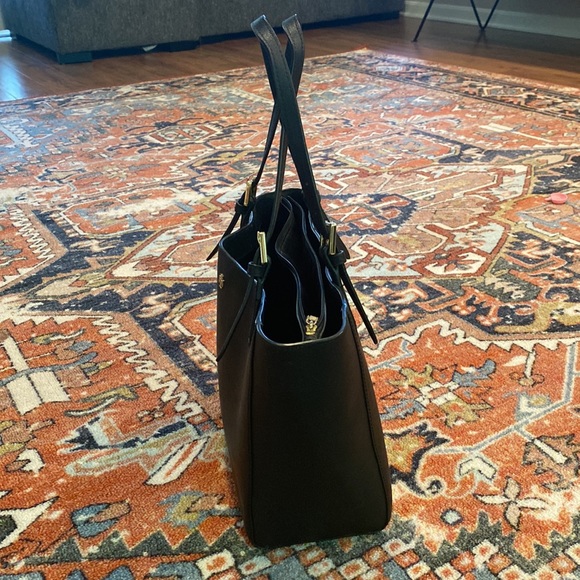 Tory Burch Small Emerson Tote Bag in Black with Gold Buckles - Picture 3 of 6